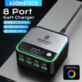 GaN USB C Charger 8 Port Mini Desktop Charger Ambient Lighting Display 4 X 100W PD PPS Fast Charger For Laptop iPhone 15 Samsung