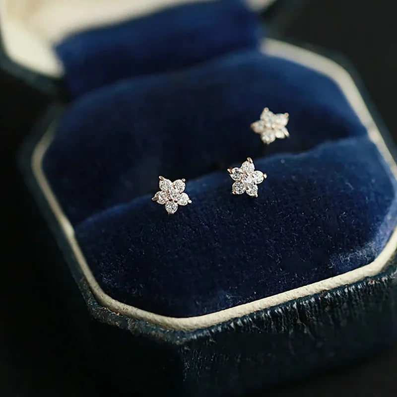 Five-Pointed Star Zircon Earrings S925 Sterling Silver Elegant Trendy Women's Accessories Gift for All Occasions