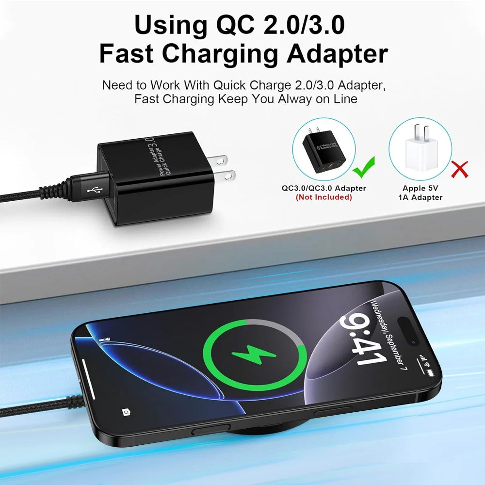 Portable Fast Wireless Charger Pad, Induction Charging Dock Compatible with iPhone, Samsung & AirPods