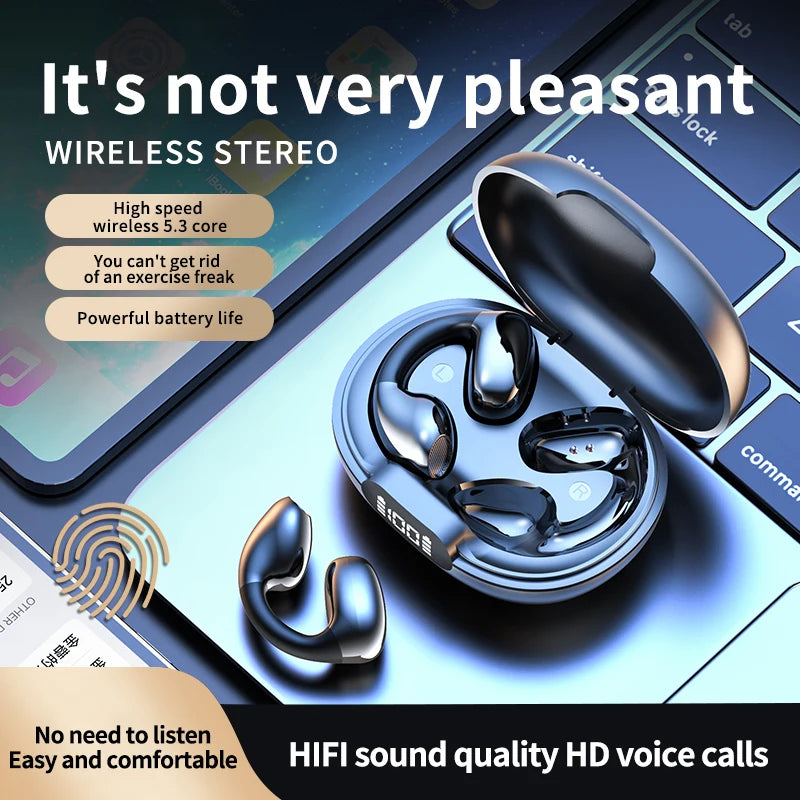 Soleeanre Portable Wireless Headphone Sports Earphone Earbud Ear Clip Design Calling HiFi Sound With Microphone