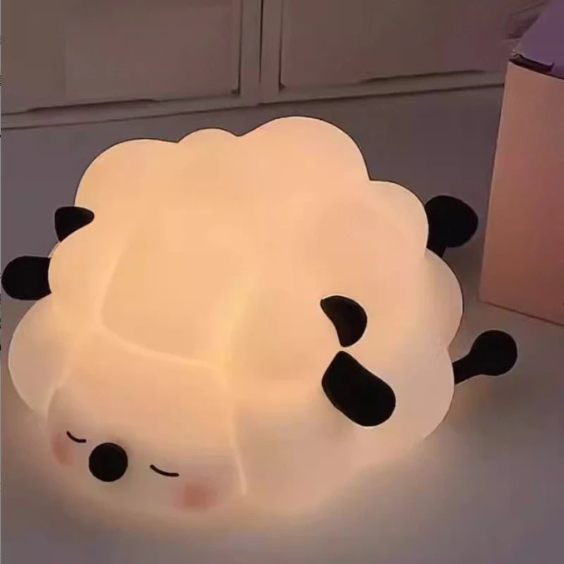 Cute Silicone Night Lights Sheep Cartoon Bedroom Lamp for Children's Room Decor Rechargeable Timing Dimming Sleep Night Light