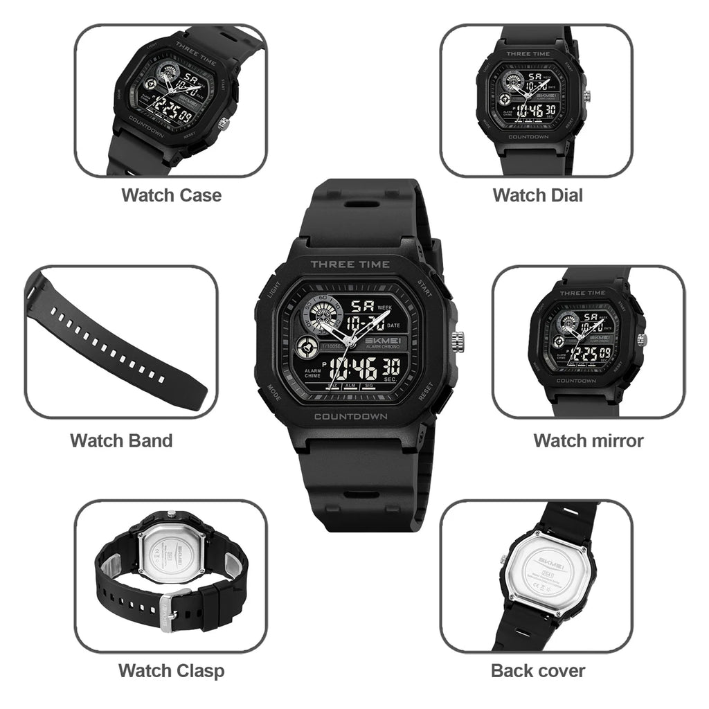 SKMEI 2641 New Leisure Sports Dual Display Men's Digital Watch Waterproof Multifunctional Electronic Military Watch reloj hombre