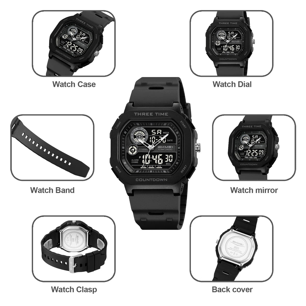 SKMEI 2641 New Leisure Sports Dual Display Men's Digital Watch Waterproof Multifunctional Electronic Military Watch reloj hombre
