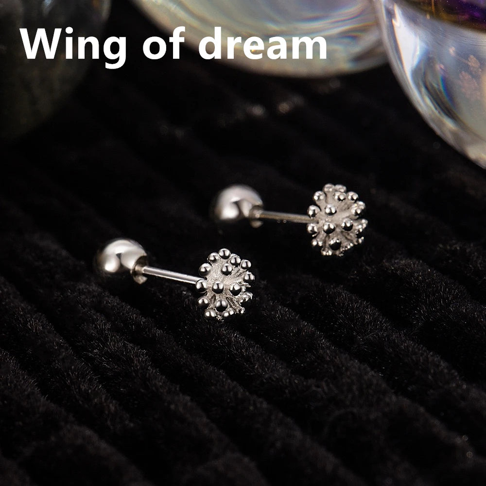 925 Sterling Silver Earrings Dandelion Beads Earrings Ladies Elegant Fashion Wedding Party Jewelry Gift