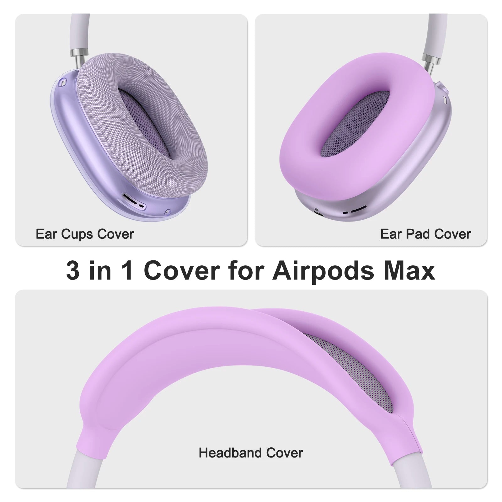 4 in 1 Clear Silicone TPU Case For AirPods Max Shockproof Ear Pad Ear Cups Headband Cover Ear Cushion/Ear Muff Protector