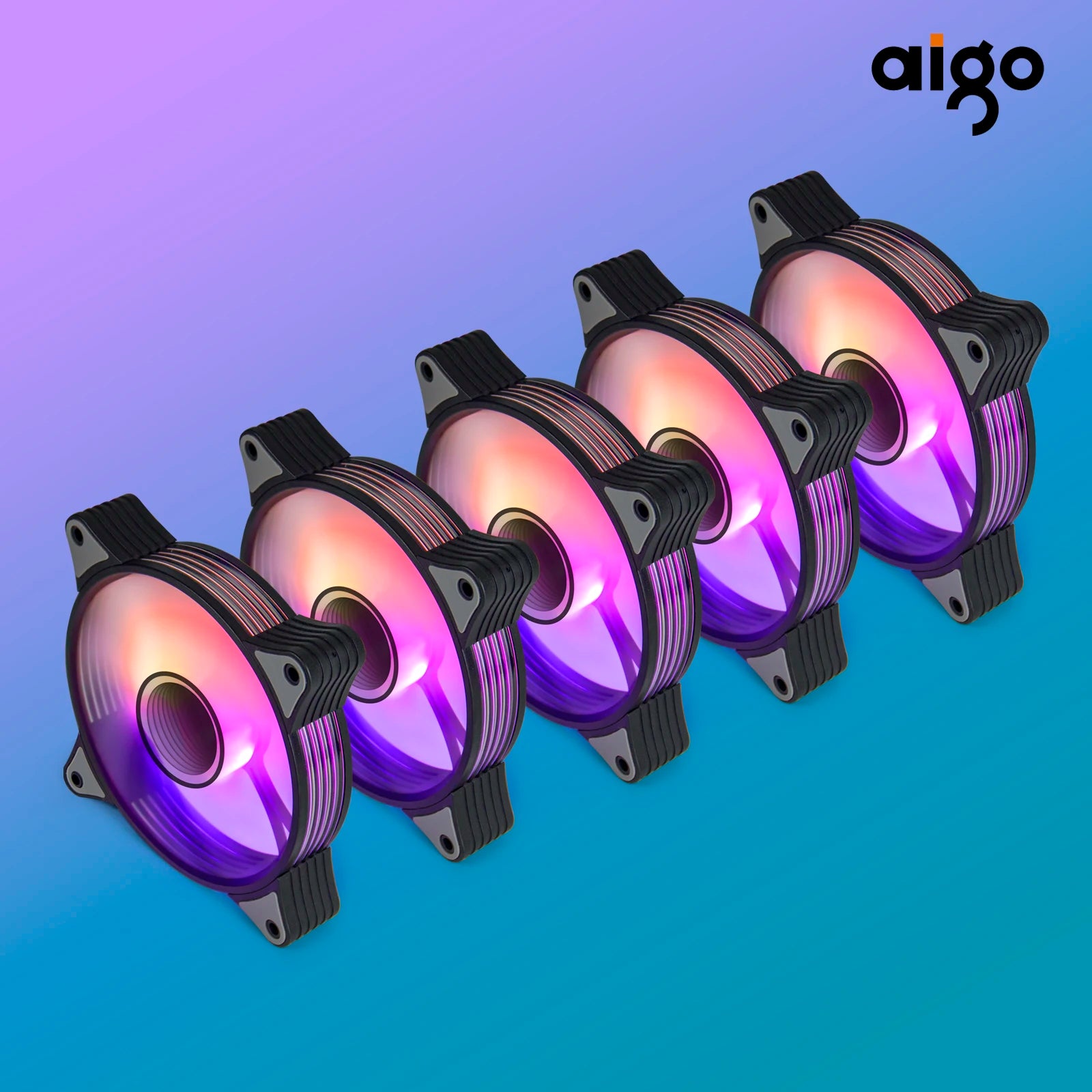 Aigo AR12PRO Computer Case Fan Ventoinha PC 120mm RGB Fan 4pin PWM CPU Cooling Fan 3pin5v Unlimited Space Argb 12cm Ventilador