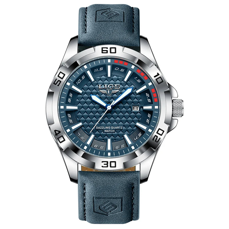 LIGE Man Luxury Brand Watch Waterproof Luminous Date Men's Quartz Wristwatch Stainless Steel Fashion Sports Men Watches