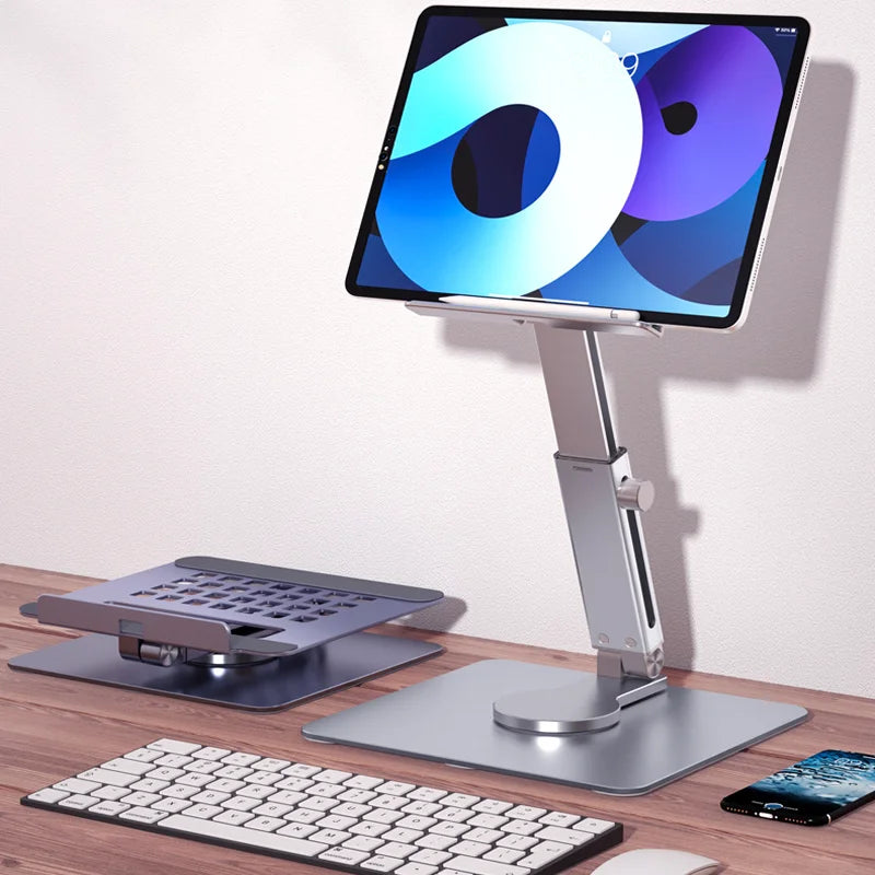 Aluminum Tablet Stand Desk Riser 360° Rotation Multi-Angle Height Adjustable Foldable Holder Dock For iPad Pro Air Xiaomi Table