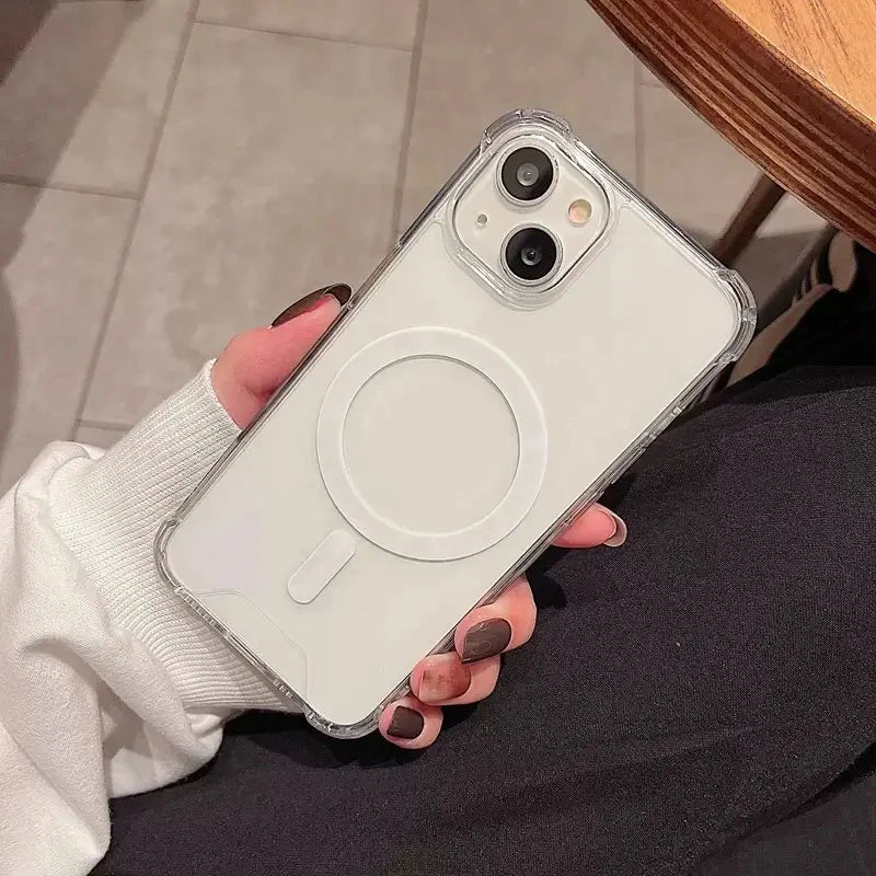 For iPhone 17 ProMax Transparent For Magsafe Magnetic Case for iPhone 17 16 15 14 13 12 11 X XR XS Max Pro Plus Shockproof Cover