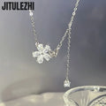 Trendy 925 Sterling Silver Pendant Necklace For Women Butterfly Flower Shape Pendant Sparkling Zircon Party Silver Fine Jewelry
