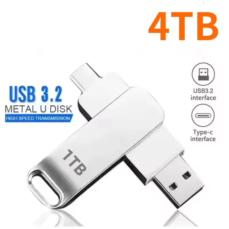16TB USB 3.2 Flash Drives High Speed Transfer Metal Pendrive Memory Card Pendrive Flash Disk Memoria Waterproof Stick 2026 NEW
