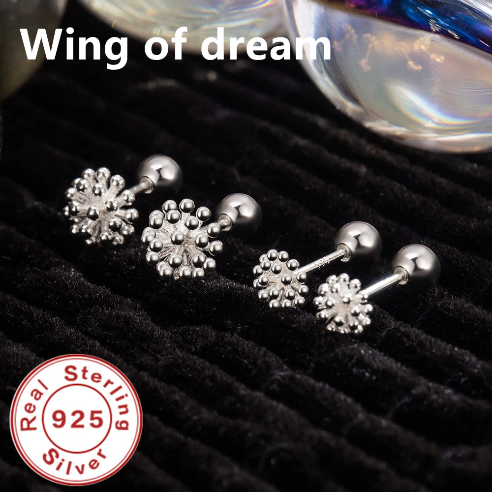 925 Sterling Silver Earrings Dandelion Beads Earrings Ladies Elegant Fashion Wedding Party Jewelry Gift