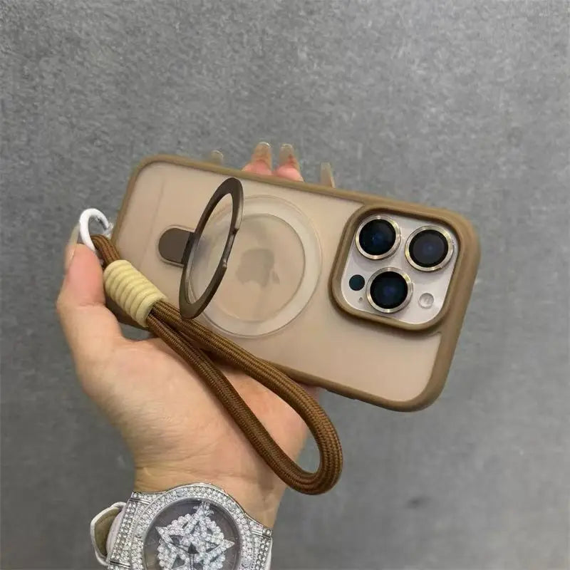 for Magsafe Candy Color Contrast Lanyard Case for iPhone 17 16 15 14 13 12 11 Pro Max Air With Magnetic Stand Holder Cases Cover