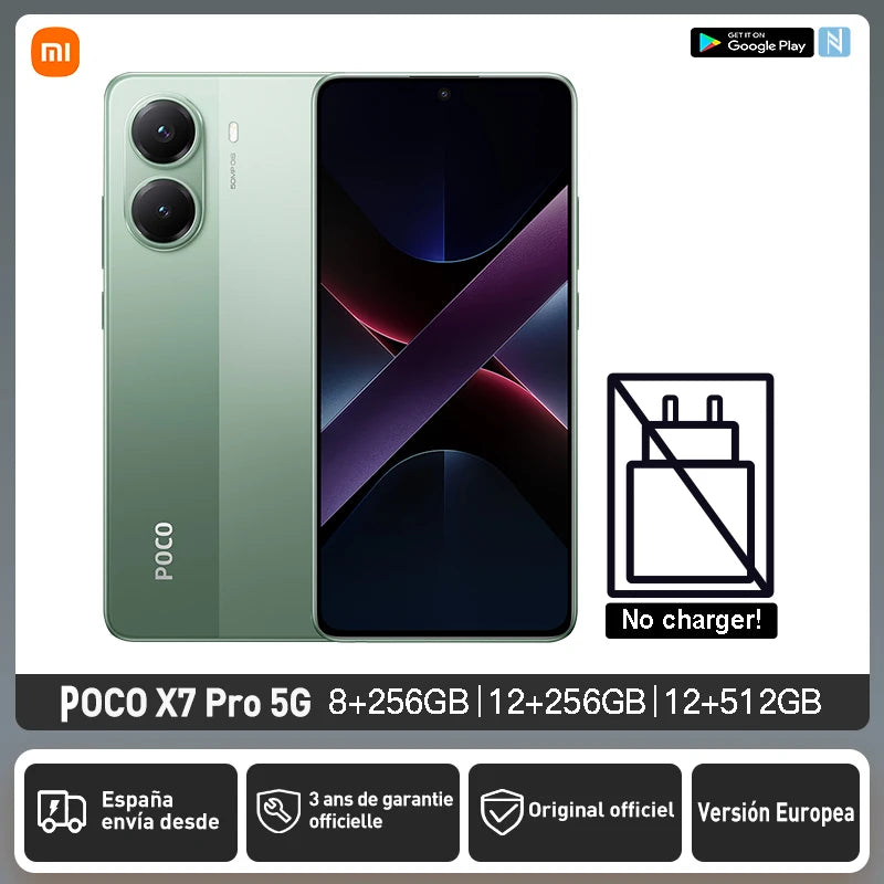 POCO X7 Pro 5G European Version 256BG/512GB Dimensity 8400 Ultra 6.67" AMOLED Display, 120Hz, 6000mAh Battery, 90W Hypercharge, 50MP Main Camera, NFC