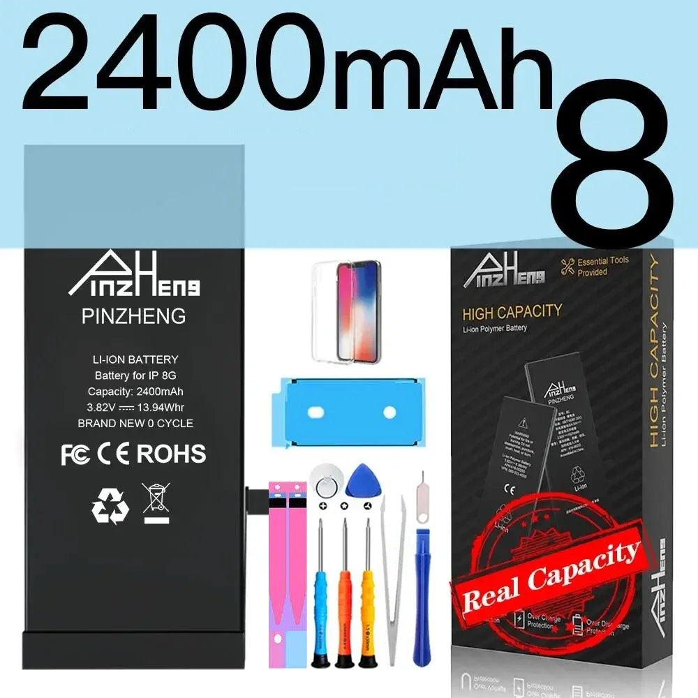 PINZHENG Real High Capacity Battery For iPhone 5S SE 6 6S 7 8 Plus X Xr Xs Max Phone Replacement Bateria Warranty One Year