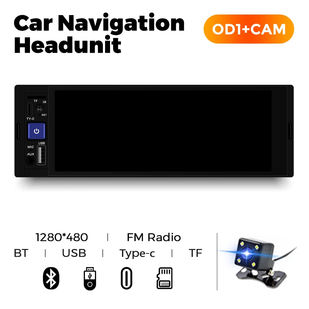 1Din Wireless CarPlay Android AUTO HD touch screen Universal 6.86'' Car Radio FM Stereo MP5 multimedia player BT TF port Camera