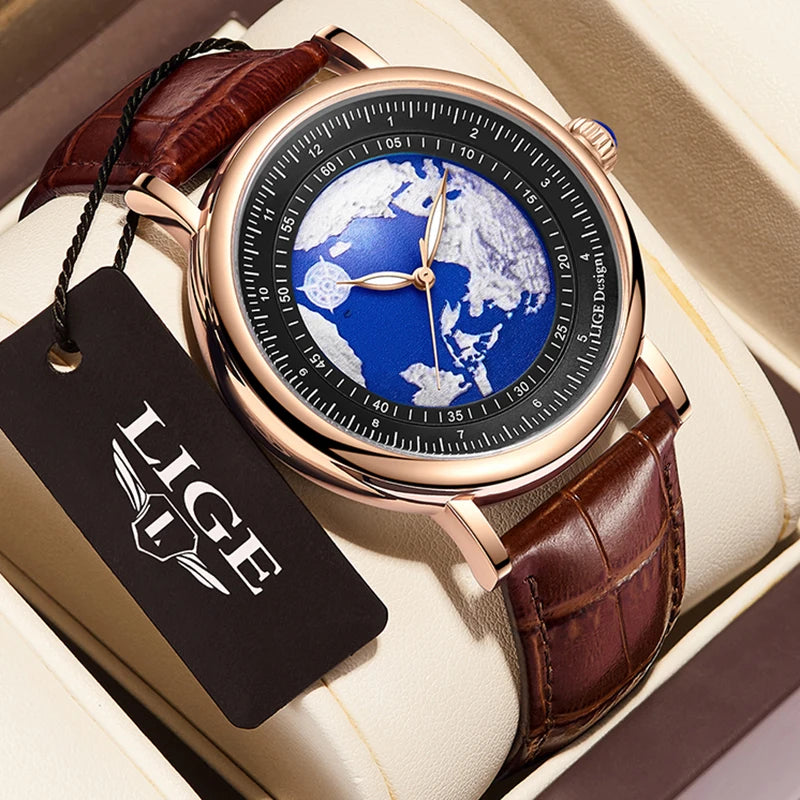 2023  New LIGETop Brand Luxury Man Wristwatch Waterproof Luminous  Unique Men Watches Leather Quartz Men's Watch Male reloj