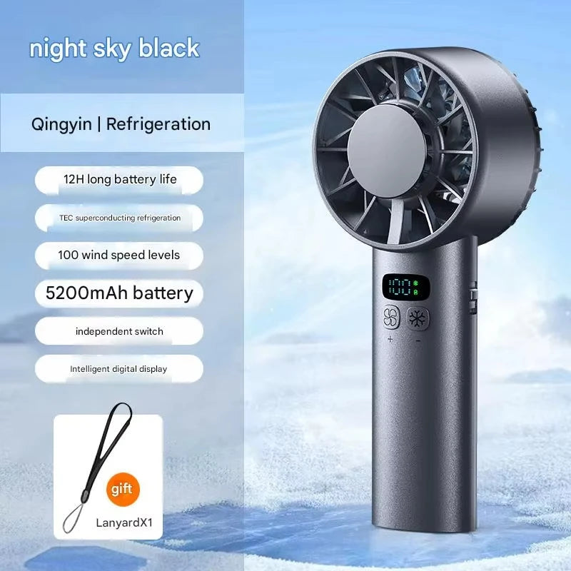 Lenovo Ice-Cooling High-Speed Cooling Handheld Fan USB Rechargeable 5200mAh Portable Mini Fan for Travel Camping Outdoor 2026
