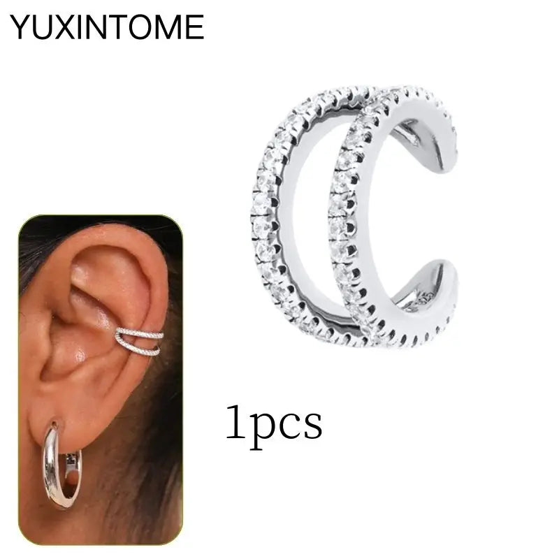 1PC Punk Ear Cuff Plated 24K Gold/925 Silver Conch Clip Earrings For Women Climbers No Piercing Fake Cartilage Earrings