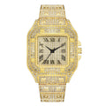 Luxury Men's Business Watches Steel Strap Square Roman Scale Rhinestone Quartz Watch Lesiure Male Wristwatch Relogio Masculino