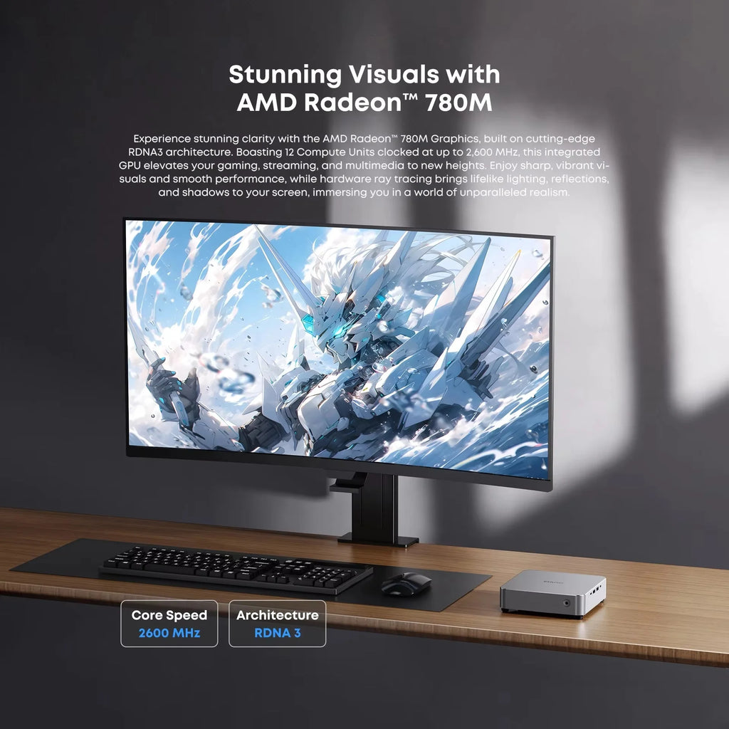 CHUWI AuBox Mini PC AMD Ryzen7 8745HS 16GB DDR5 512GB SSD WiFi 6 BT 5.1 2.5G LAN Support Quad DisplaysUp to 4K Windows 11 Pro