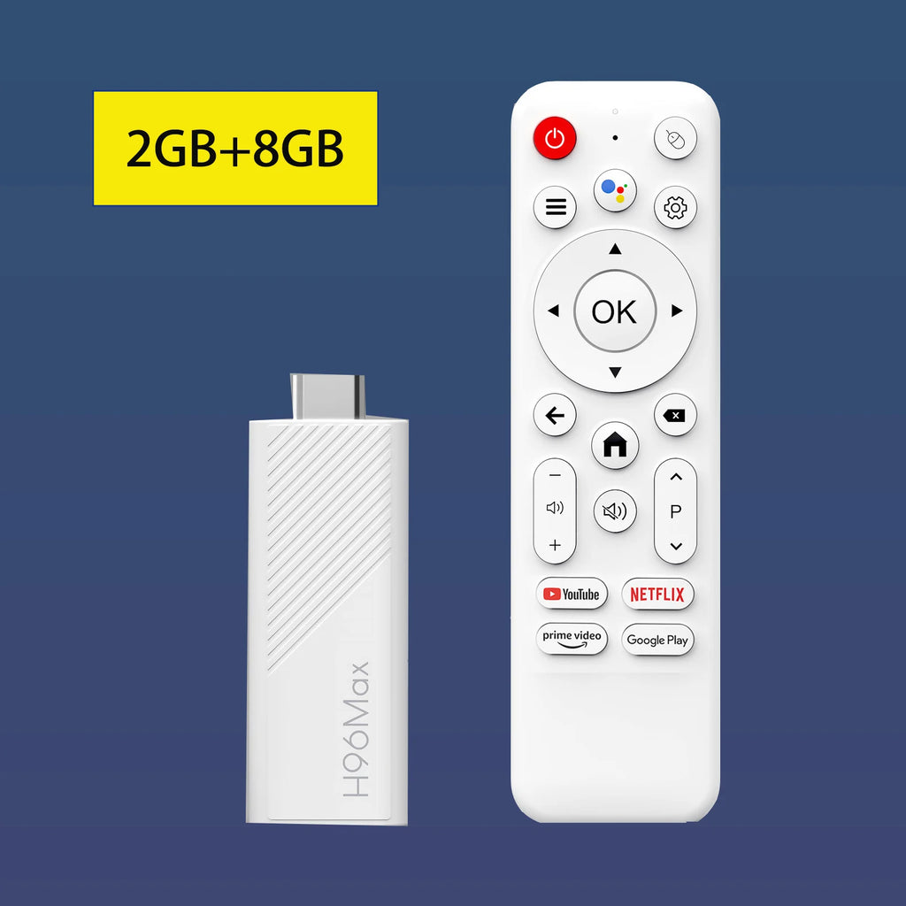 H96 Max Android TV Stick Allwinner H313 Quad Core 4K Wifi6 BT Voice Assistant Remote Control