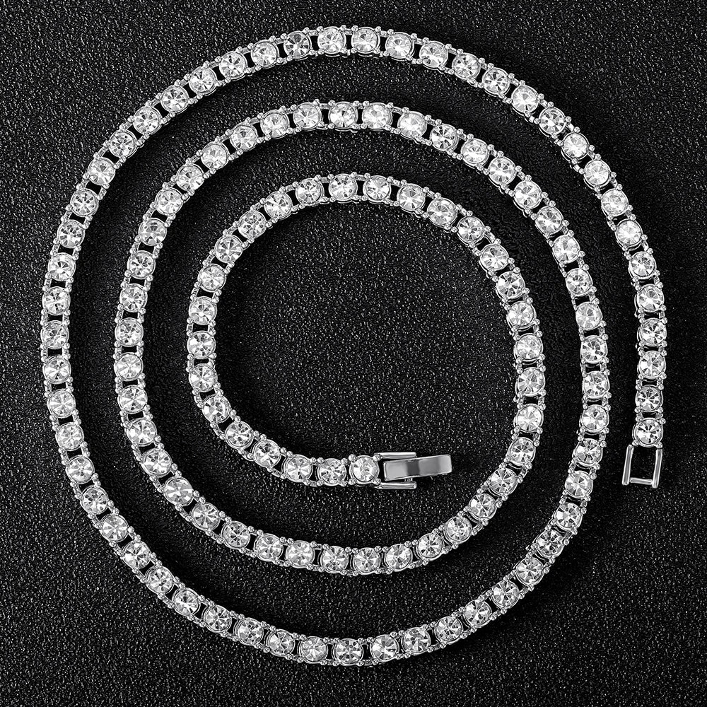New Classical 4MM Tennis Chain Iced Out Bracelet Necklace Men Fashion Hip-Hop Jewelry Women 8/18/20/24/inch Choker Gift
