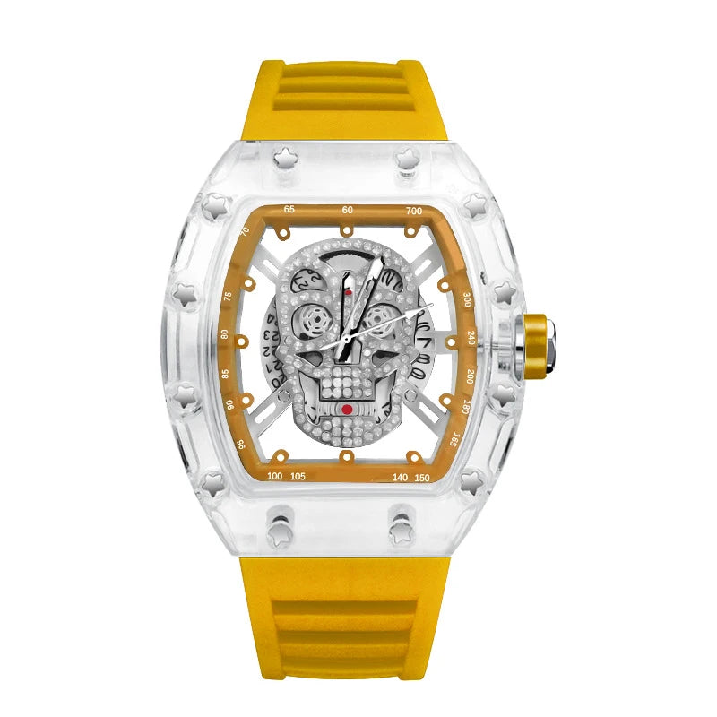 Luxury Quartz Men’s Wristwatch  Male Watch for Man Watches Trend Transparent Ghost Head Waterproof Skull