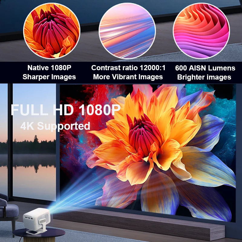 Huaweishi 4K Projector Android Native Portable 1080P 600ANSI Auto FocusVideo home Cinema Outdoor hd led Projetor