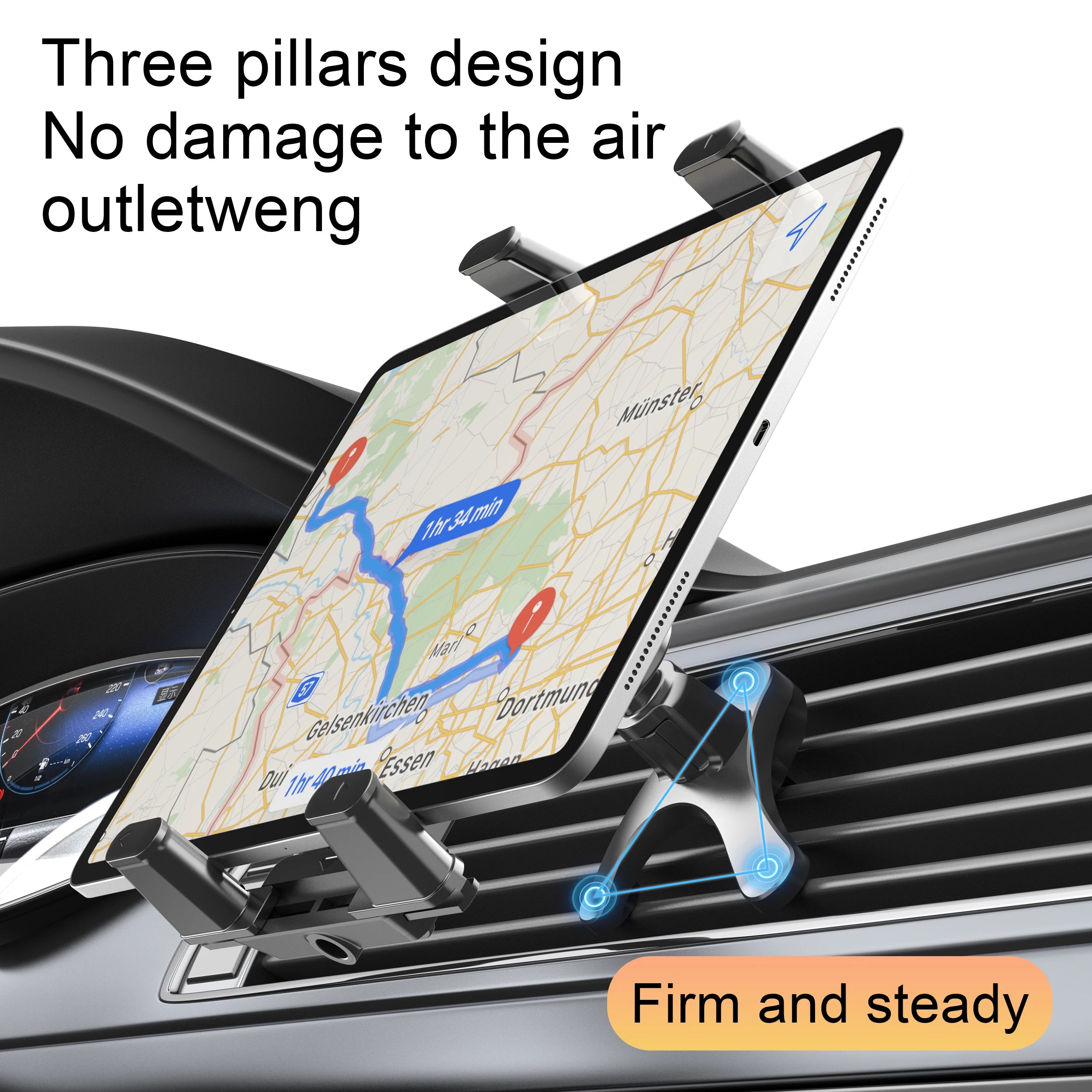 Car Air Vent Universa Holder Mount, Stand Compatible with 7" - 12.9" Tablets iPad ,4" - 7"Folding Screen/straight Panel Phone