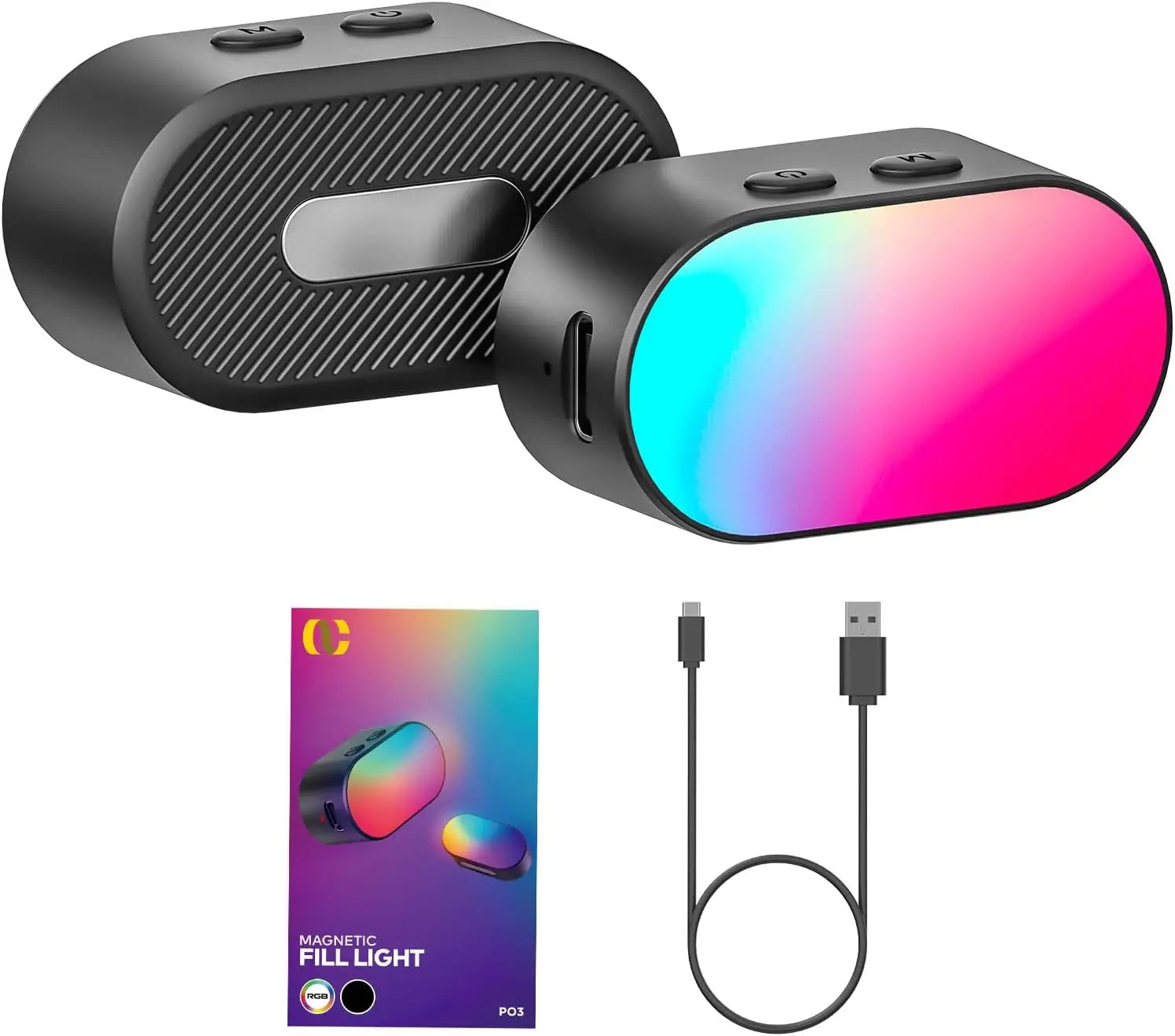 AOCHUAN Mini RGB Magnetic Fill Light 3-stop Brightness 7 Color Adjustment Gimbal LED Video Photography Light for Phone Selfie