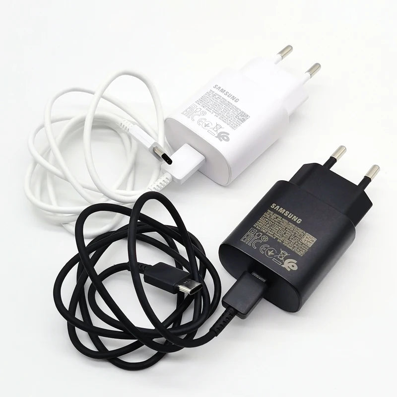 Samsung 25W Super Fast Charger Type C Adapter For Galaxy S24 S23 S20 S21 S22 Plus Note 20 10 A55 A35 A25 A15 Z Flip Fold 6 5 4 3