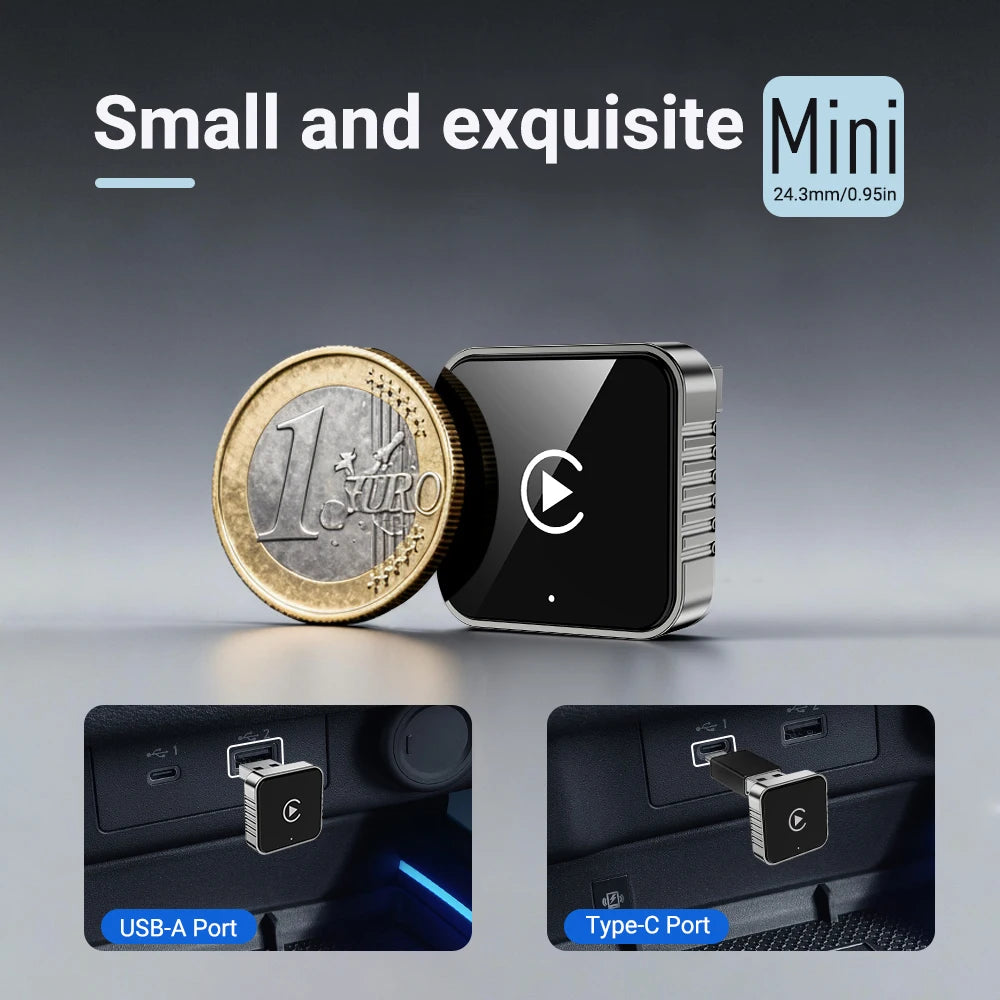 New Super Mini Carplay AI Box Wired to Wireless CarPlay&Android Auto 2in1 Box 5GHz WiFi5 for 99% Original Wired CarPlay/Auto Car