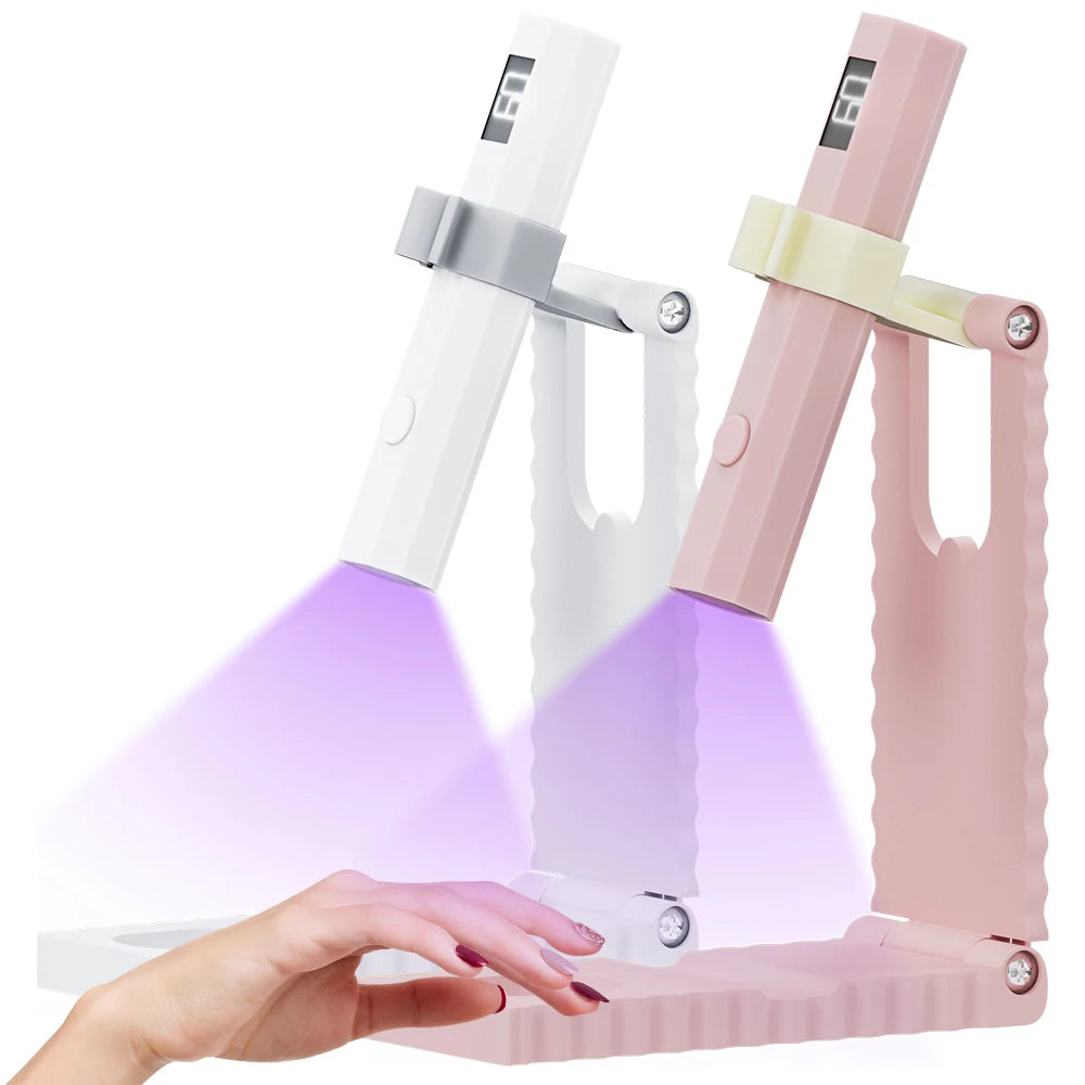 Mini UV Nail Light - Timers & Adjustable Stand, Handheld Nail Lamp for Gel Nails, Rechargeable Nail Dryer Flash Curing for Glue