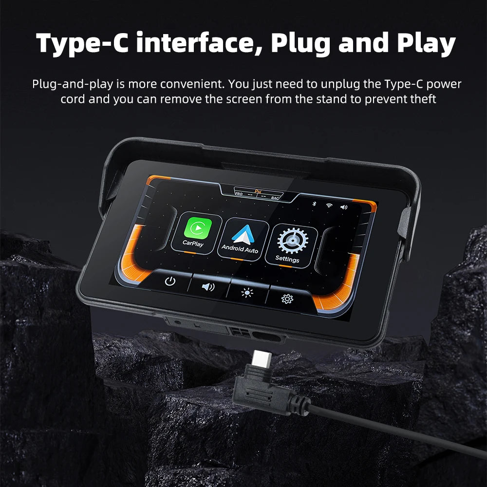 EKIY 5.0 inch Wireless CarPlay Moto Android Auto Portable Digital Motorcycle Dashboard GPS Motorcycle Navigation Display Screen