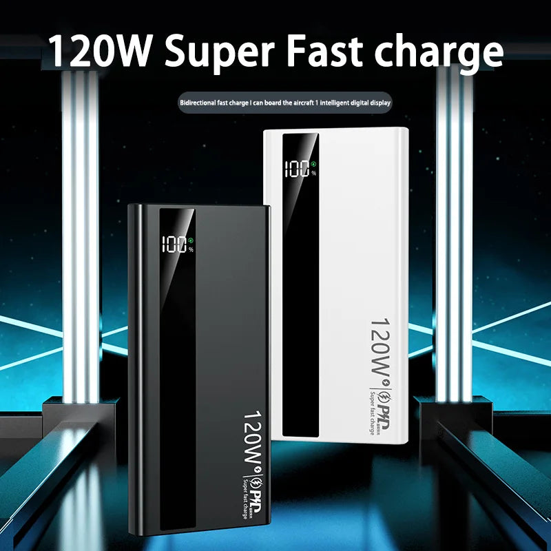 200000mAh High Capacity PowerBank 120W Super Fast Charging Portable External Battery Powerbank For Iphone Huawei Oppo Samsung
