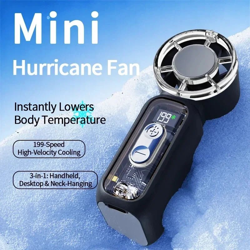 Lenovo Ultra-Quiet Fan Powerful Wind Summer Super Mini USB Rechargeable Quiet Digital DisplayHigh Speed Pocket Fan New