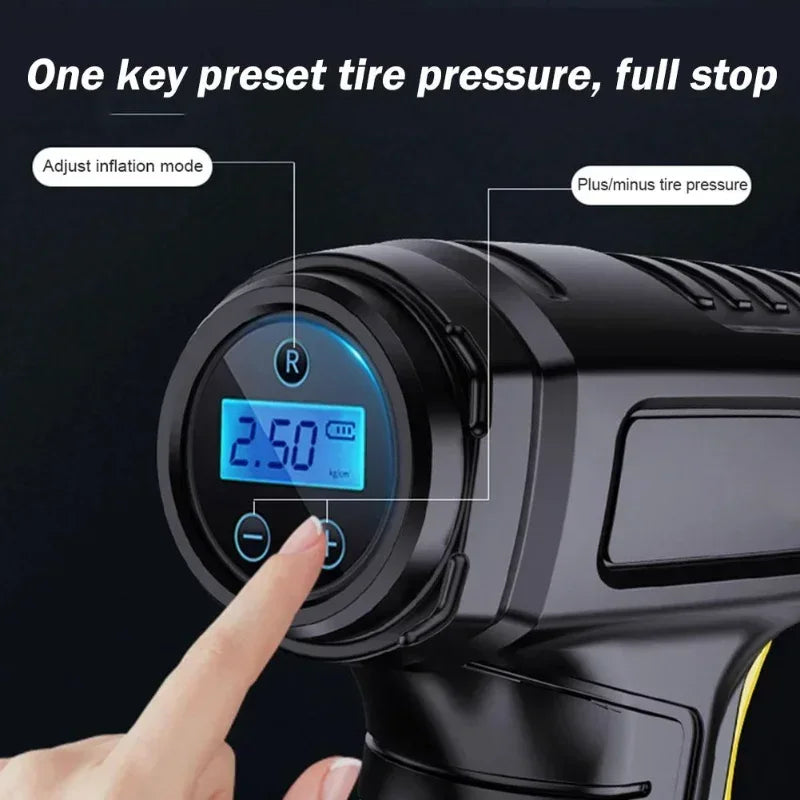 Wireless/wired Car Air Pump Portable 120W Tire Pump Car Air Compressor Tire Inflator Tire Inflator for Motorcycle Bicycle Ball