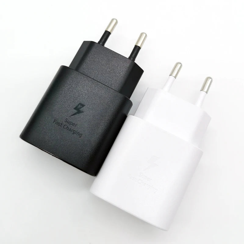 Samsung 25W Super Fast Charger Type C Adapter For Galaxy S24 S23 S20 S21 S22 Plus Note 20 10 A55 A35 A25 A15 Z Flip Fold 6 5 4 3