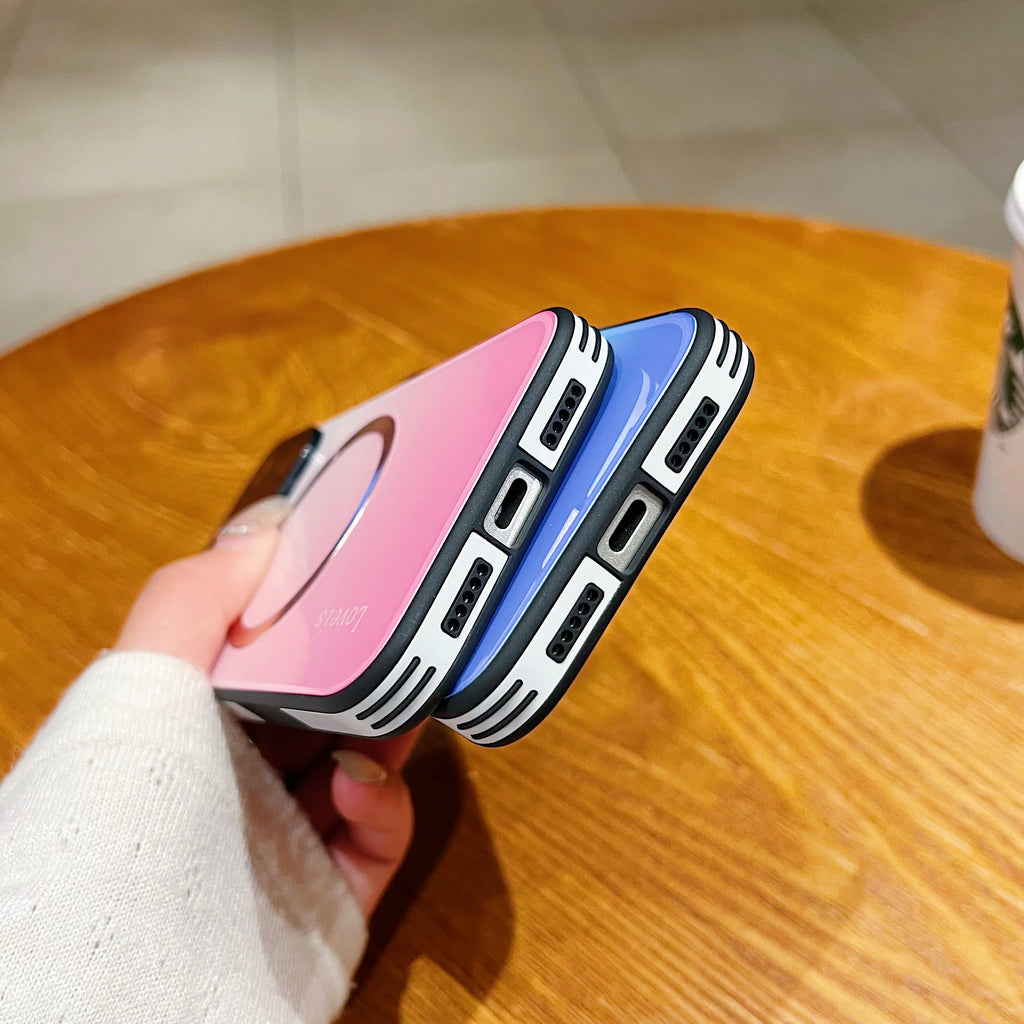 Luxury Large Window For Magsafe Phone Case For iPhone 17 16 15 14 13 12 Pro max Plus Air Magnetic Gradient Streaming Phone Cover