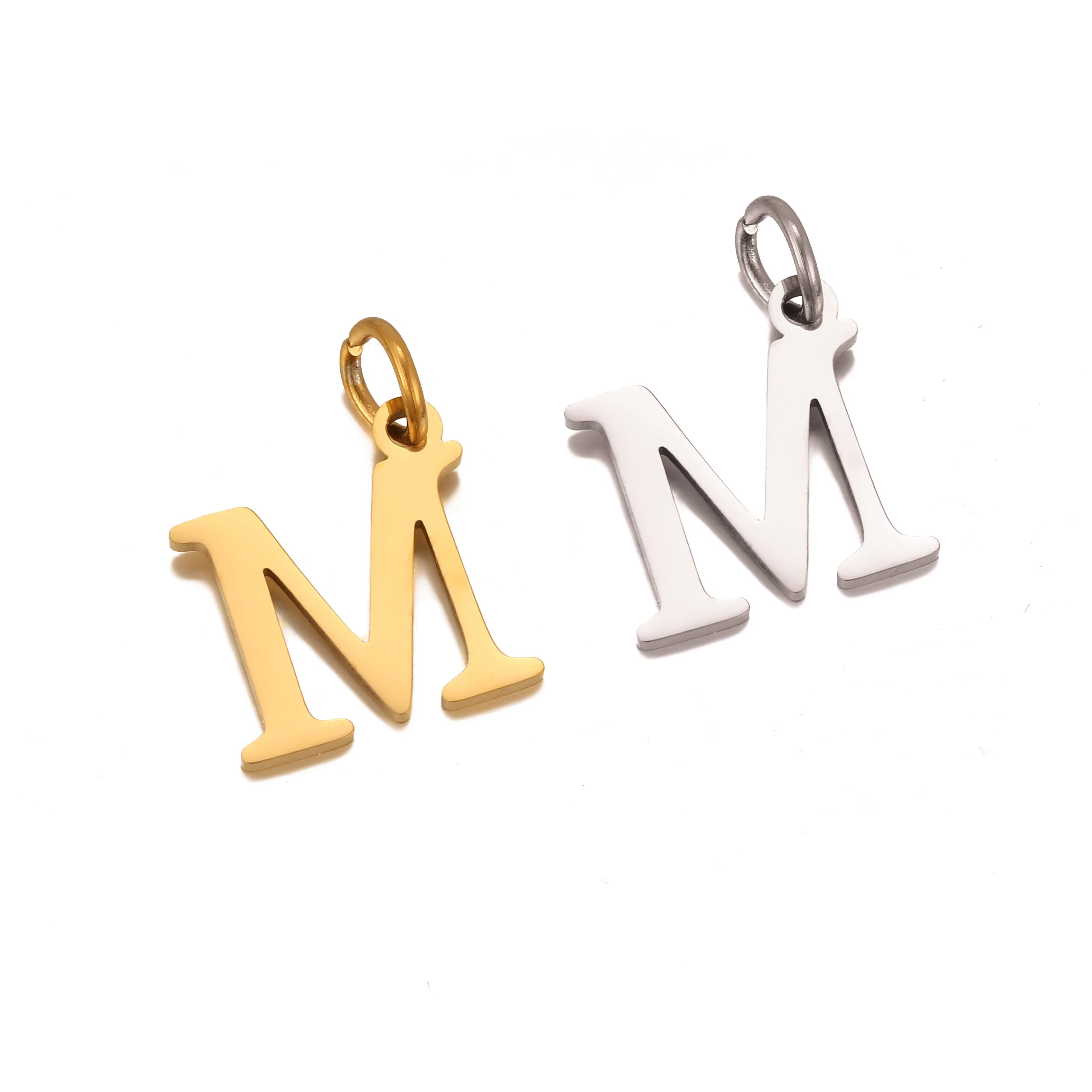 5Pcs Stainless Steel Initial Alphabet Charms Fadeless English Letter Pendant DIY Necklace Bracelet Gift Jewelry Making Supplies