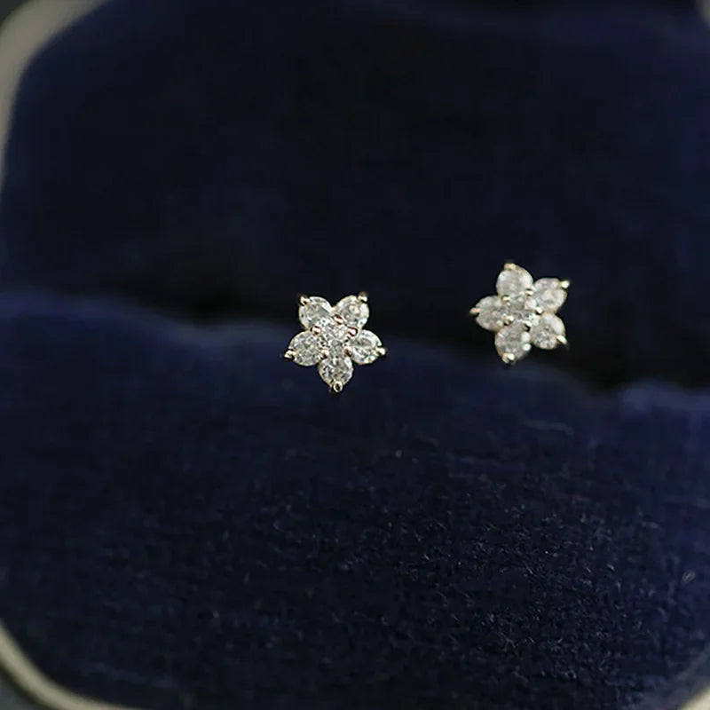 Five-Pointed Star Zircon Earrings S925 Sterling Silver Elegant Trendy Women's Accessories Gift for All Occasions