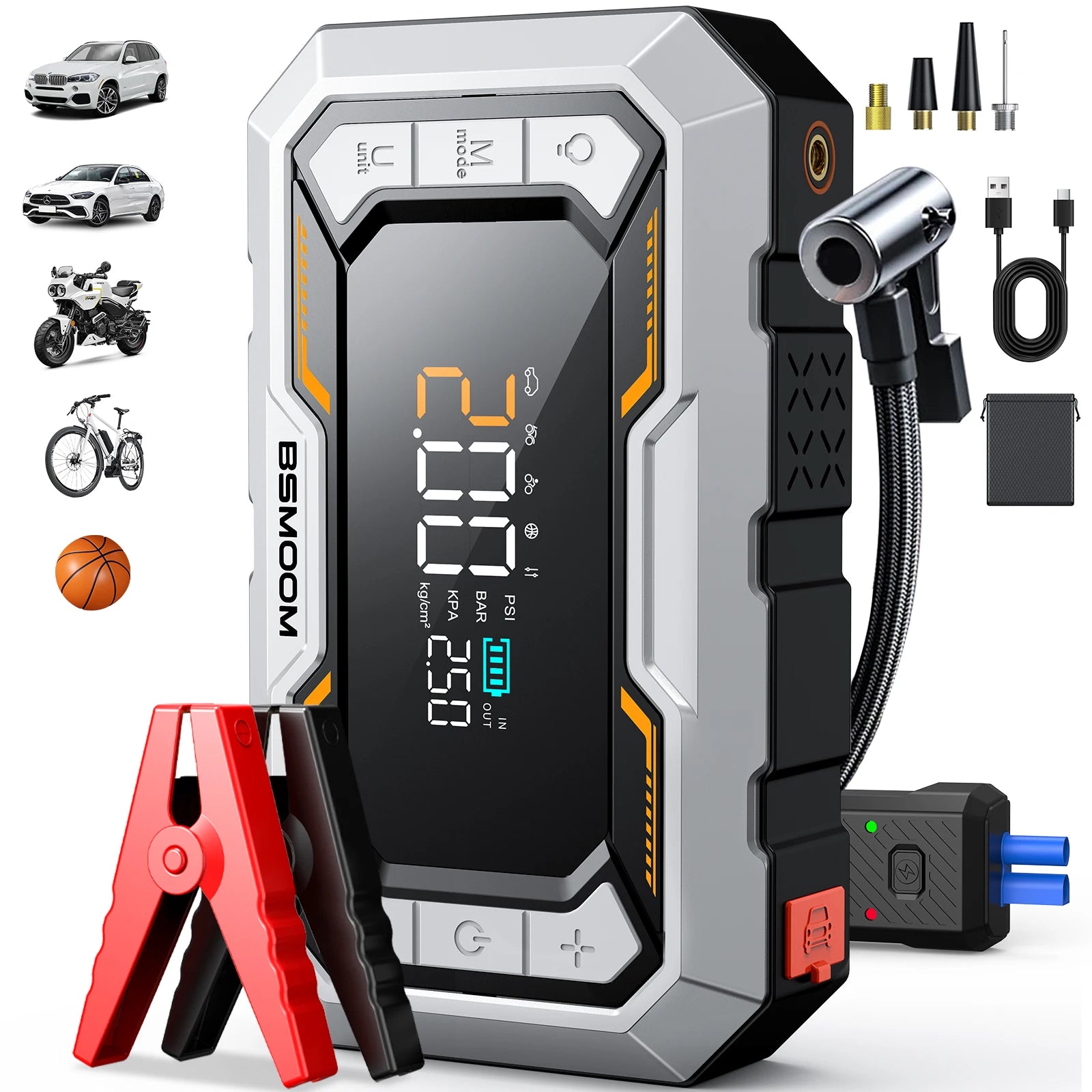 150PSI Air Pump Car Battery Emergency Boosters ,7000A/1500A PEAK Car Jump Starter Power Bank ,Portable Starting Device Car Starter New,Cars with USB Ports And LED Flashlight, Portable Car Jump Starter, Battery Jump Starter, E