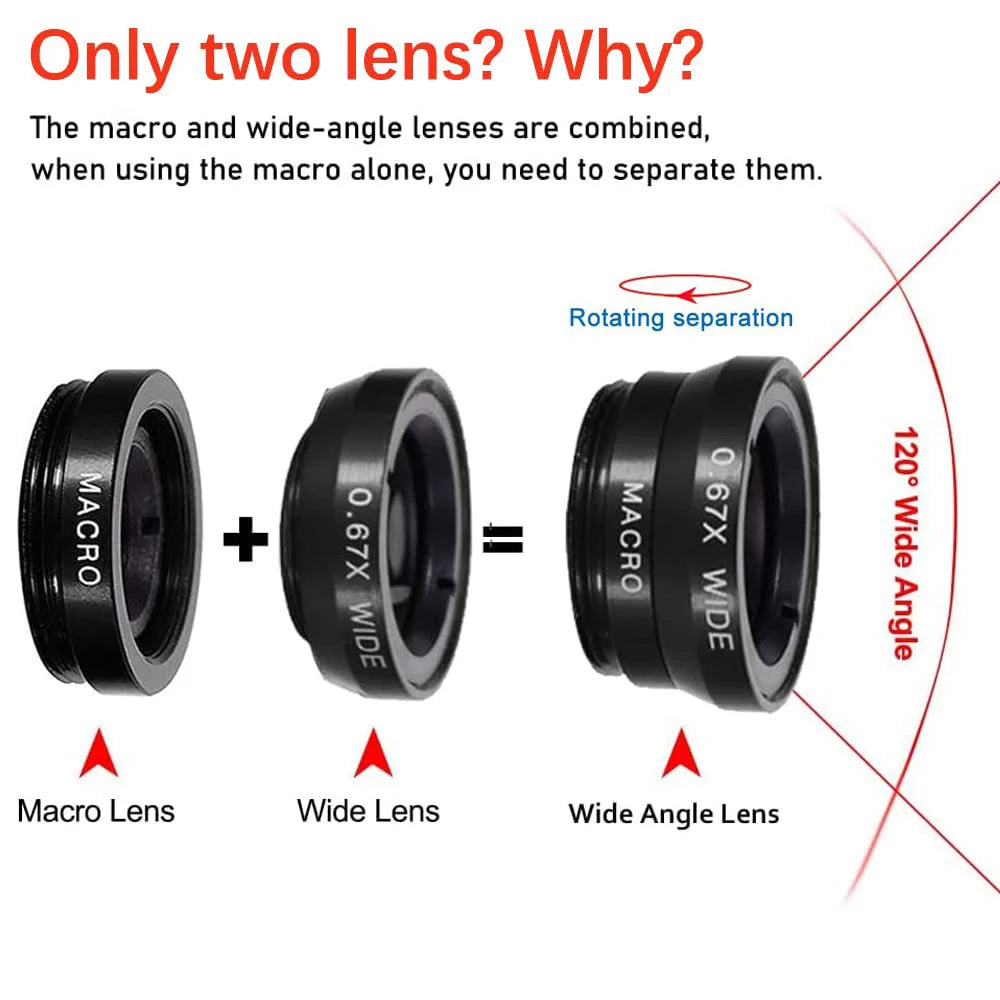 Universal 3 in 1 Fish Eye Lens Wide Angle Micro Phone Fisheye Lens Zoom Camera Kits With Phone Clips For iPhone Samsung Xiaomi