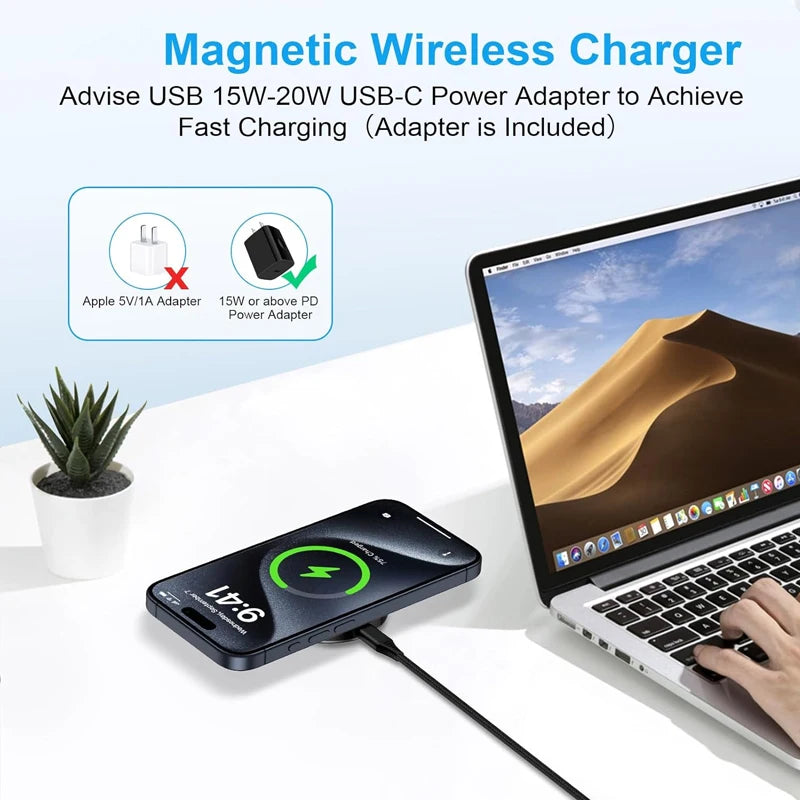 15w Magnetic Wireless Charger Phone Pad For Magsafe iPhone 17 16 15 14 13 12 Pro Max Airpods Pro Magnet Fast Charging Station