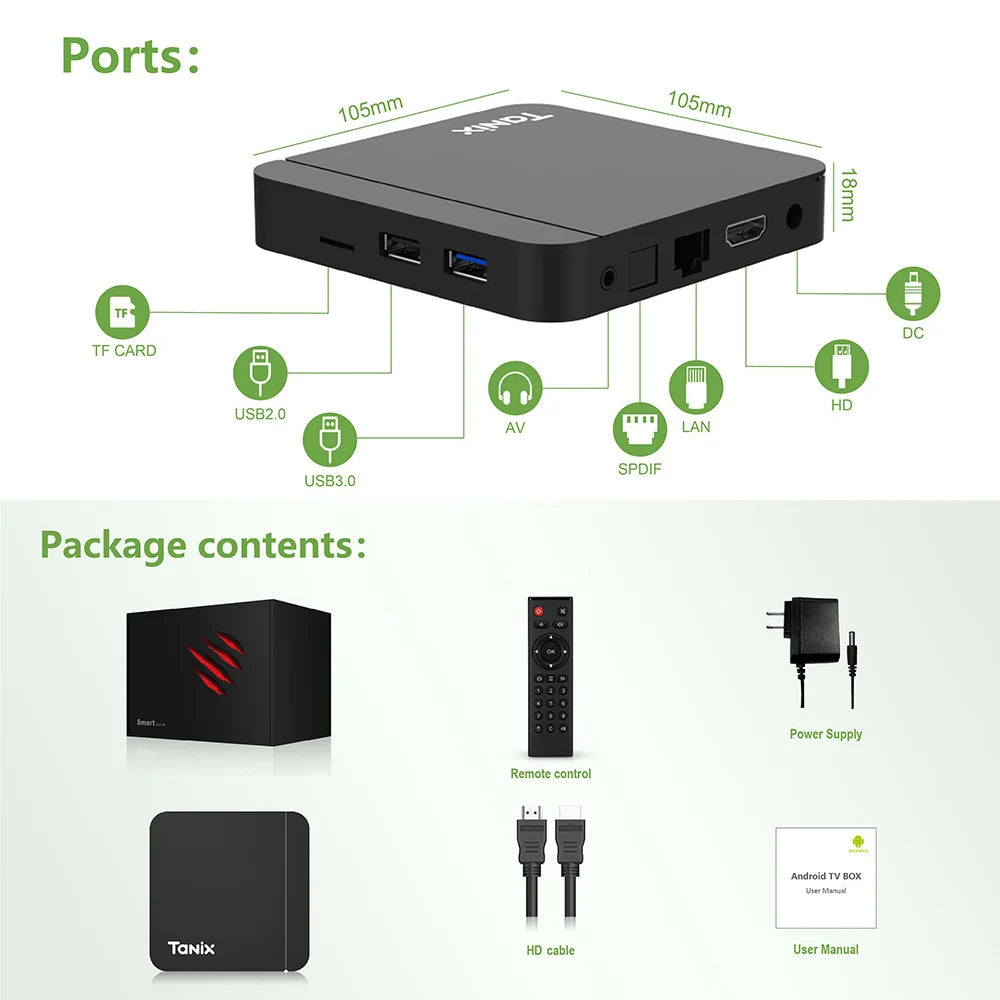 Tanix W2 Smart TV Box Android 11 Amlogic S905W2 4GB 64GB Support AV1 Dual Wifi  Media Player TVBOX Set Top Box 32GB 2GB 16GB