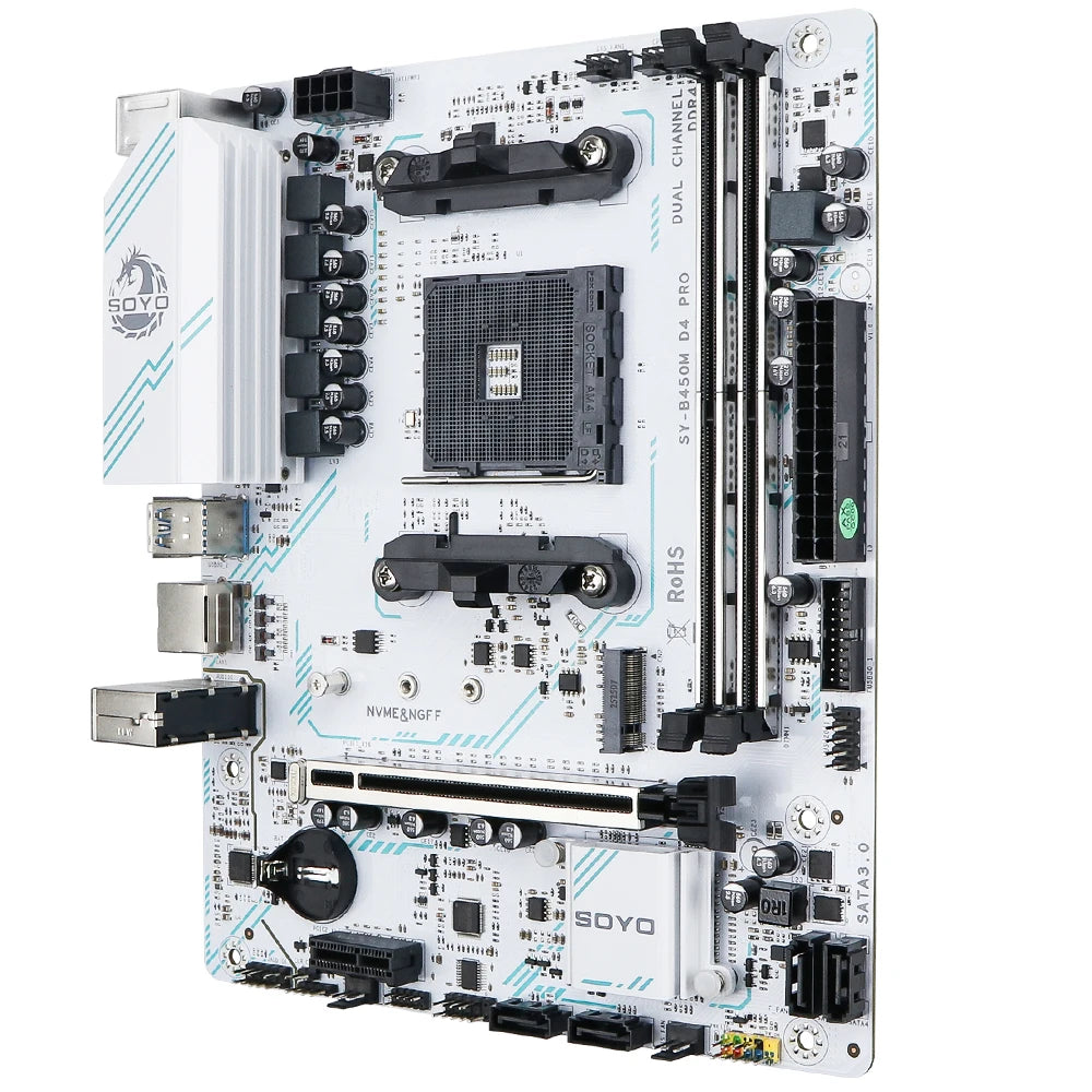 SOYO AMD B450M Game Motherboard DDR4 Memory AM4 Ryzen M.2 NVME Desktop Computer components CPU PCIE3.0X16 SATA3.0 8PIN HDMI VGA