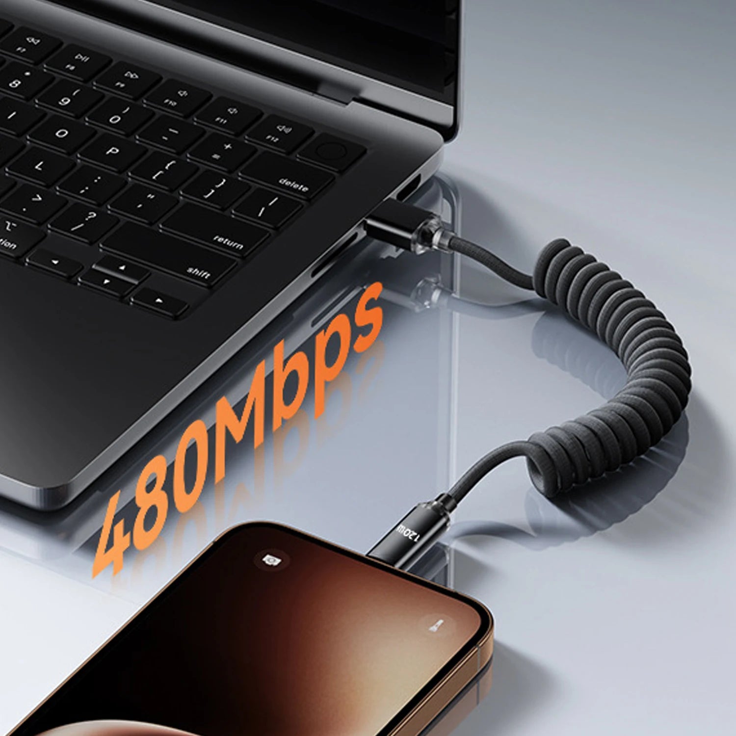 120W Retractable USB A To Type C Cable High-speed Quick Charging Data Line Sturdy Nylon Coiled USB C Wire for Carplay Mi Android