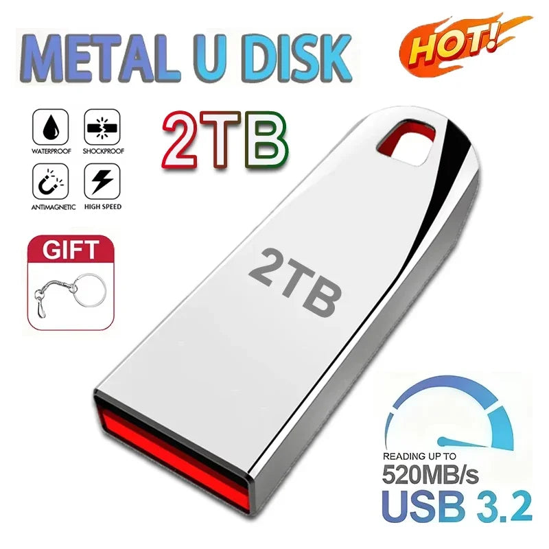 Mini USB 3.2 2TB Flash Drive Super High Speed Data Transfer 1TB Large Capacity Ultra-Fast Portable Storage Sleek Durable U Disk