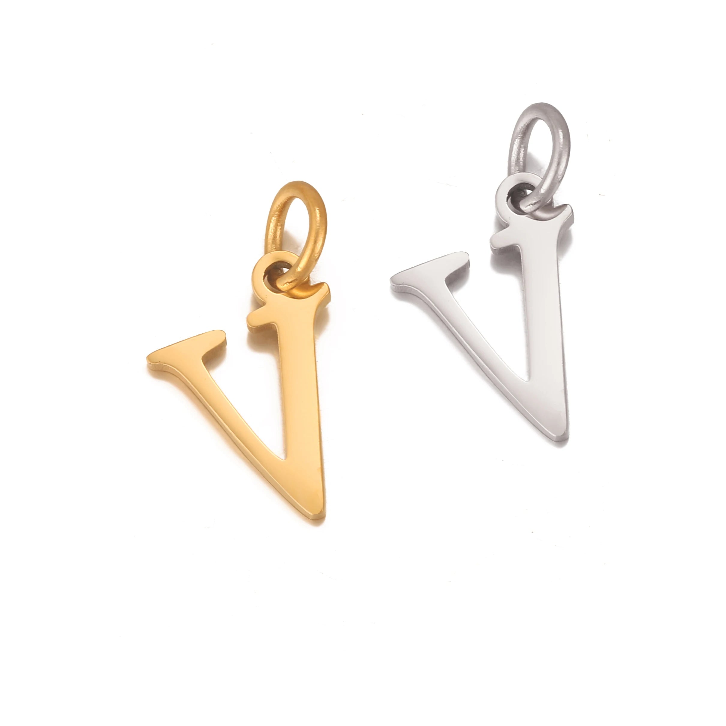 5Pcs Stainless Steel Initial Alphabet Charms Fadeless English Letter Pendant DIY Necklace Bracelet Gift Jewelry Making Supplies